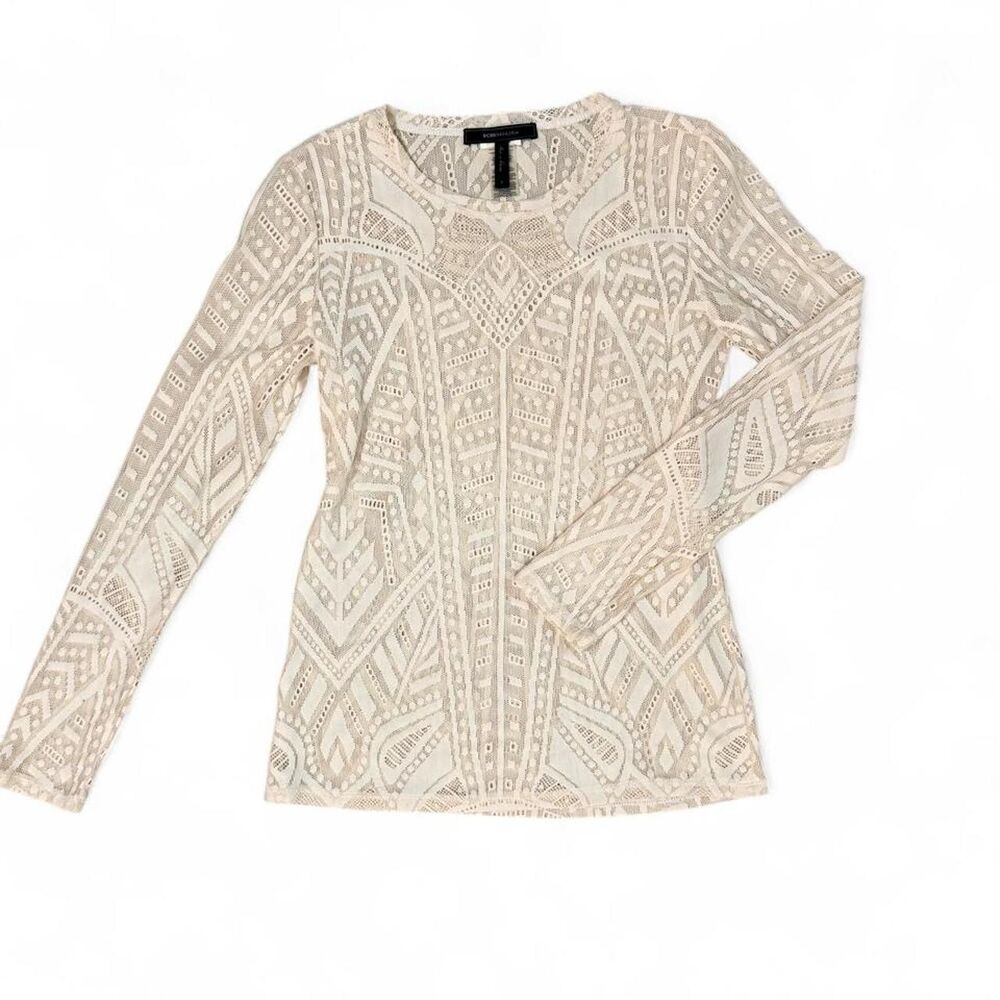 Bcbgmaxazria Women's Cream and White Blouse